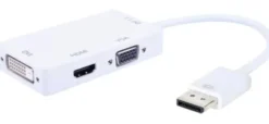 Adattatore Techly 3 in 1 da DisplayPort 1.2 ("M") a HDMI/DVI/VGA ("F")