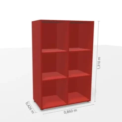 Armadio a giorno 6 vani 86x42,6x131H cm color rosso