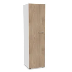 Armadio alto con una anta e serratura 43x45x214H - BIANCO/ ANTE OLMO