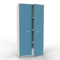 Armadio doppio alto con ante con serratura - Latte e Turchino - 100x42,6x198,8H cm