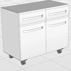 Armadio In metallo con le ruote 2 ante e 2 cassetti 90x47x79H cm