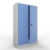 Armadio metallico, porte a battente, 4 ripiani, 120x45x200h cm - Ante Azzurro/fianchi Grig