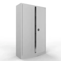 Armadio metallico, porte a battente, 4 ripiani, 100x45x200h cm - Ante Grigie/fianchi Grigi