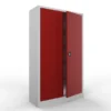 Armadio metallico, porte a battente, 4 ripiani, 100x60x200h cm - Ante Rosse/fianchi Grigi