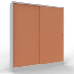 Armadio metallico, porte scorrevoli 4+4, 180x45x200h cm - Ante Cipria/fianchi Grigi