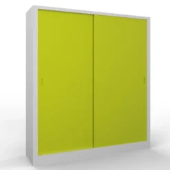 Armadio metallico, porte scorrevoli 4+4, 180x45x200h cm - Ante Verdi/fianchi Grigi