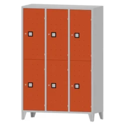 Armadio 6 scompartimenti 120x50x180h cm - ANTE ARANCIO- con foro per lucchetto
