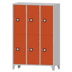 Armadio 6 scompartimenti 120x50x180h cm - ANTE ARANCIO/FIANCHI GRIGI