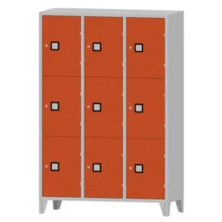 Armadio 9 scompartimenti 120x50x180h cm - ANTE ARANCIO/FIANCHI GRIGI