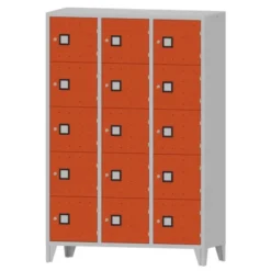Armadio 15 scompartimenti 120x50x180h cm - ANTE ARANCIONE/FIANCHI GRIGI