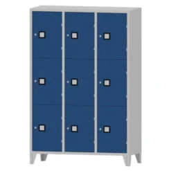 Armadio 9 scompartimenti 120x50x180h cm - ANTE BLU/FIANCHI GRIGI
