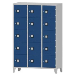 Armadio 15 scompartimenti 120x50x180h cm - ANTE BLU/FIANCHI GRIGI