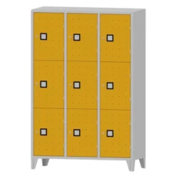Armadio 9 scompartimenti 120x50x180h cm - ANTE GIALLO/FIANCHI GRIGI