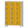 Armadio 15 scompartimenti 120x50x180h cm - ANTE GIALLO/FIANCHI GRIGI