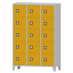 Armadio 15 scompartimenti 120x50x180h cm - ANTE GIALLO/FIANCHI GRIGI