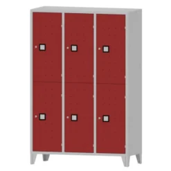 Armadio 6 scompartimenti 120x50x180h cm - ANTE ROSSE/FIANCHI GRIGI