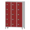 Armadio 15 scompartimenti 120x50x180h cm - ANTE ROSSE/FIANCHI GRIGI
