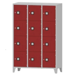 Armadio 12 scompartimenti 120x50x180h cm - ANTE ROSSE/FIANCHI GRIGI