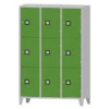 Armadio 9 scompartimenti 120x50x180h cm - ANTE VERDE/FIANCHI GRIGI