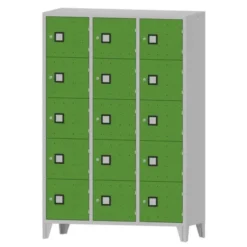 Armadio 15 scompartimenti 120x50x180h cm - ANTE VERDI/FIANCHI GRIGI