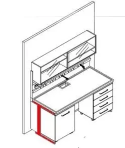 Basamento singolo a parete 1500x660x900 mm (LxPxA)