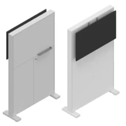 Box per monitor con ante su ruote con pellicola scrivibile 105,5x35,5x178H cm