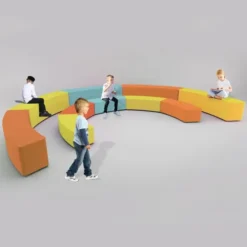 CampusArena - Arena componibile con pouf morbidi 15 posti (H40/50 cm)