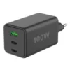 Caricatore Alimentatore GaN 100W 2x USB-C 1x USB-A Power Delivery Fast Charger Nero