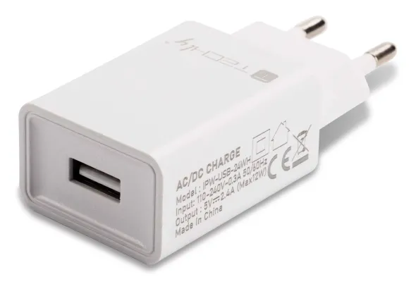 Caricatore Alimentatore USB-A da Muro 5V 2.4A per Smartphone o Tablet