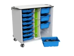 Carrello di ricarica a 16 vassoi con alimentazione USB-A integrata, serrature a chiave