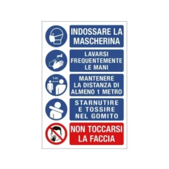 Cartello alluminio 20x30cm con disposizioni igieniche generali