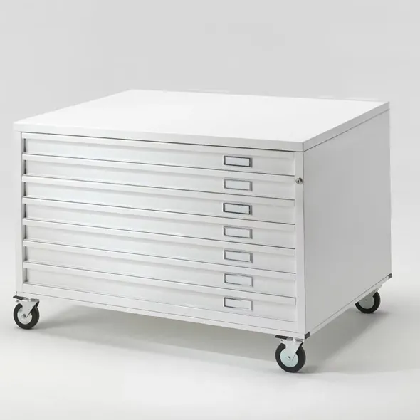Cassettiera a 7 cassetti A0 con ruote - 144x96x73H cm- BIANCO