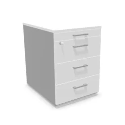 Cassettiera 3 cassetti+1 porta cancelleria su ruote Bianco scocca argento 42x56x58,5H RC