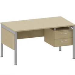 Cattedra Latte con gonna e cassettiera - 140x80x76H cm