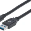 Cavo USB 3.2 Gen1 tipo A Maschio / USB-C Maschio 3 metri Nero