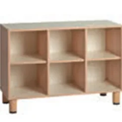 Contenitore 6 caselle - 105x41x70h cm - ripiani LATTE struttura color legno