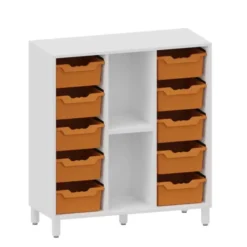 Contenitore su ruote Latte con 10 vaschette Arancia - 100x42,6x112,8H cm
