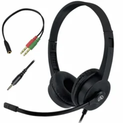 Cuffie con microfono AC-155 on-ear stereo con jack singolo + Adattatore 2 Jack da 3,5mm