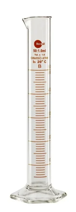 Graduated cylinder, tall, 50 mL, Borosil