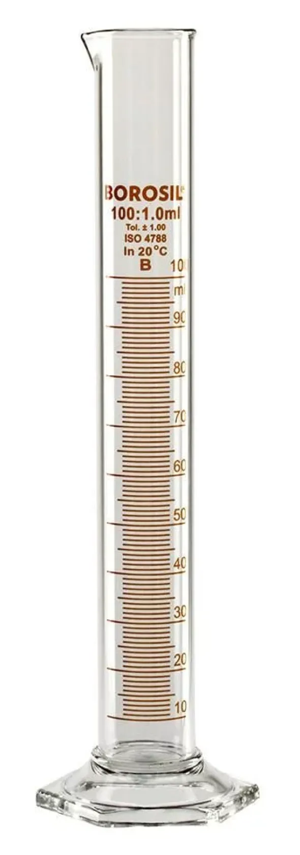 Graduated cylinder, tall, 100 mL, Borosil