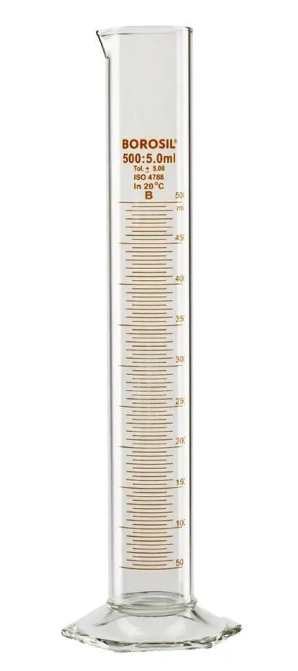 Graduated cylinder, tall, 500 mL, Borosil