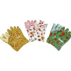 Guanto da giardino bimbo in cotone fantasia, palmo puntinato in PVC misura S