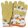 Guanto da giardino bimbo in pelle e cotone a fantasia misura S