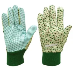 Guanto da giardino in cotone fantasia, palmo puntinato in PVCmisura M