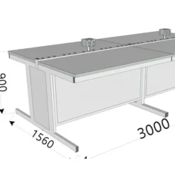 Isola da lavoro composta da 8 alunni dimensioni 300x156x90H cm