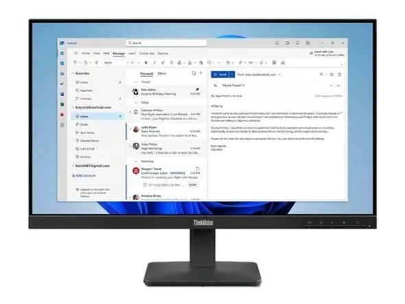 Monitor Lenovo ThinkVision S24-4e 24" IPS, FHD, 100Hz, HDMI, VGA, nero