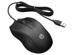 Mouse ottico HP 105 per destrorsi e per sinistrorsi, 3 pulsanti, cablato, USB-A, nero