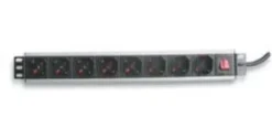 Multipresa per rack 19" 8 vie, connessioni universali, con pulsante luminoso