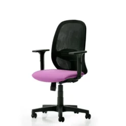 Poltroncina girevole con schienale in rete alto (con braccioli) - Colore Prugna
