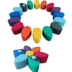 POUF CIRCOLARE DIAM. 42 ALT. 35 CM - ARANCIONE - ECOPELLE IGNIFUGA
